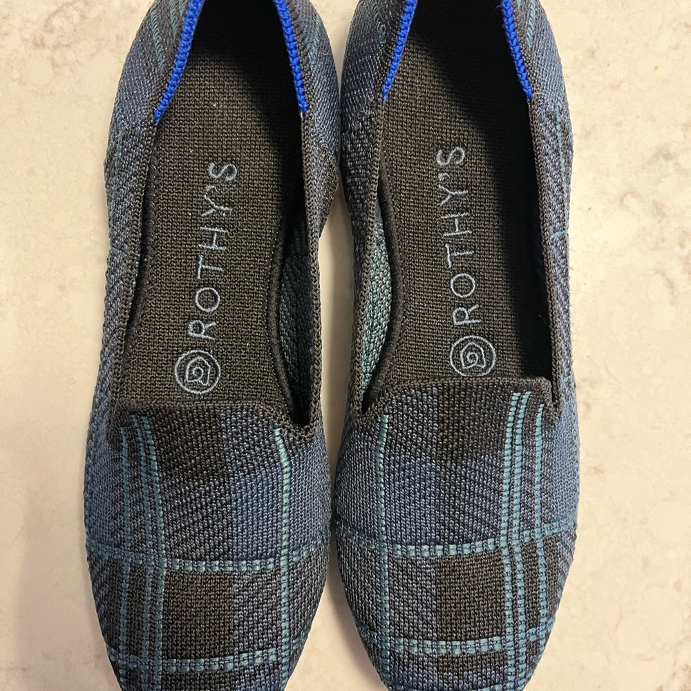 Rothy's Indigo Gingham Loafers Size 7